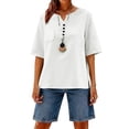 thumbnail image 5 of Women's Boho Cotton Linen Sleeveless Tops Embroidered Henley V Neck Blouses Loose Fit Summer Beach Vacation Fashion 2026 White S, 5 of 5