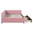 thumbnail image 5 of Bellemave Full Size Daybed with Storage, Linen Upholstered Daybed Platform Bed with 2 Drawers, Sofa Bed Full Size for Bedroom Guest Room Living Room(Pink), 5 of 7