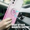 thumbnail image 2 of TJS for Samsung Galaxy S23 Plus Phone Case, Two Tone Shinny Glitter Metal Ring Magnetic Support Kickstand Cover for Galaxy S23 Plus (Pink), 2 of 5