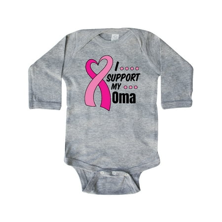 

Inktastic Breast Cancer Awareness I Support My Oma with Pink Ribbon Gift Baby Boy or Baby Girl Long Sleeve Bodysuit