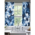 thumbnail image 2 of Blue Flowers Sheer Curtains for Living Room Bedroom, Light-filtering Sheer Curtain, Petals Silhouette Watercolor Boho Ink Blooming Rod Pocket Voile Window Treatment Drapes, 52’’Wx63’’L, 2 Panels Set, 2 of 7