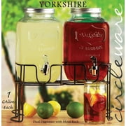 Circleware Yorkshire 2-Piece Beverage Dispenser With Metal Stand, Clear, 1 Gallon