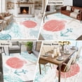 thumbnail image 6 of Area Rug 5'x7', Teal Red Coastal Nautical Non-slip Runner Rug Carpet for Bedside, Beach Sea Turtle Ocean Coral Starfish Outdoor Indoor Area Rugs Mat for Entryway/Living Room/Bedroom/Kitchen/Office, 6 of 9