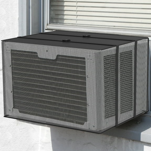 Window Air Conditioner Cover Waterproof AC Cover Easy to Clean Air Conditioning Cover with Two Adjustable Buckle Straps Dustproof Sunscreen Air Conditioning Protective Cover for All Season