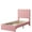 Boucle pink, variant on Twin Bed Frame with Under-Bed Drawer, Upholstered Platform Bed with Wave Headboard, Wooden Slats Support, No Box Spring Needed