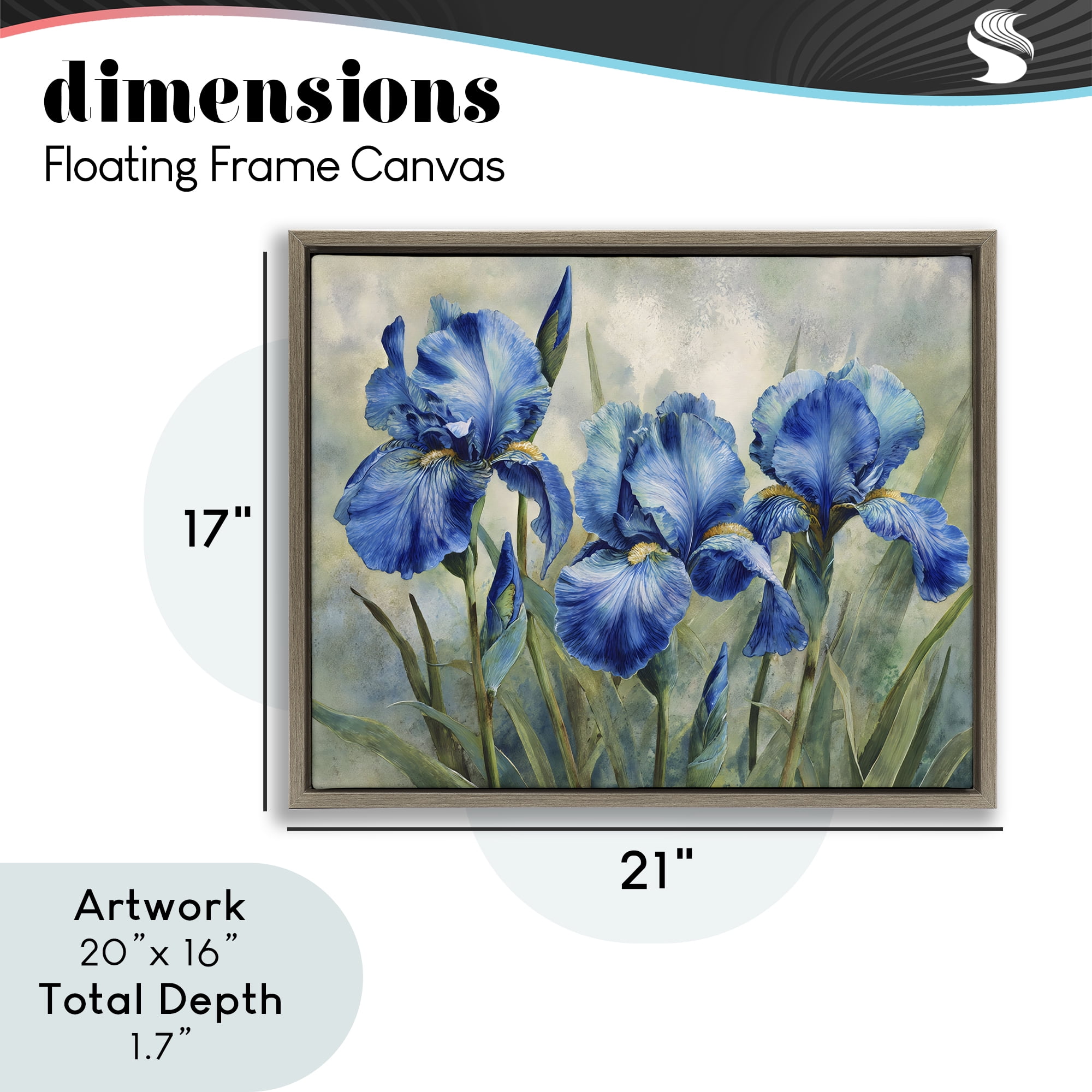 Stupell Industries Drawn Blue Iris Flowers Brown Framed Floater Canvas Wall Art, design by Franklyn Gregory