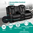 thumbnail image 5 of Home Theater Seating, Gaming Chairs for Adults, Wireless Charging Movie Theater Chairs, Power Recline Loveseat with 6 Cup holders and Tray, Powerful in-Built Speaker, USB Ports, Air Leather – Black, 5 of 12