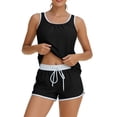 thumbnail image 2 of HOMBOM Swimsuit for Women 2 Piece Swimwear High Waisted Modest Black Boyshorts Older Adults Bathing Suit,Floral,S, 2 of 6