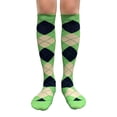 thumbnail image 2 of COUVER Women’s Stylish Argyle Knee High Socks, 2 Pairs, Neon Green Yellow Navy, 2 of 7