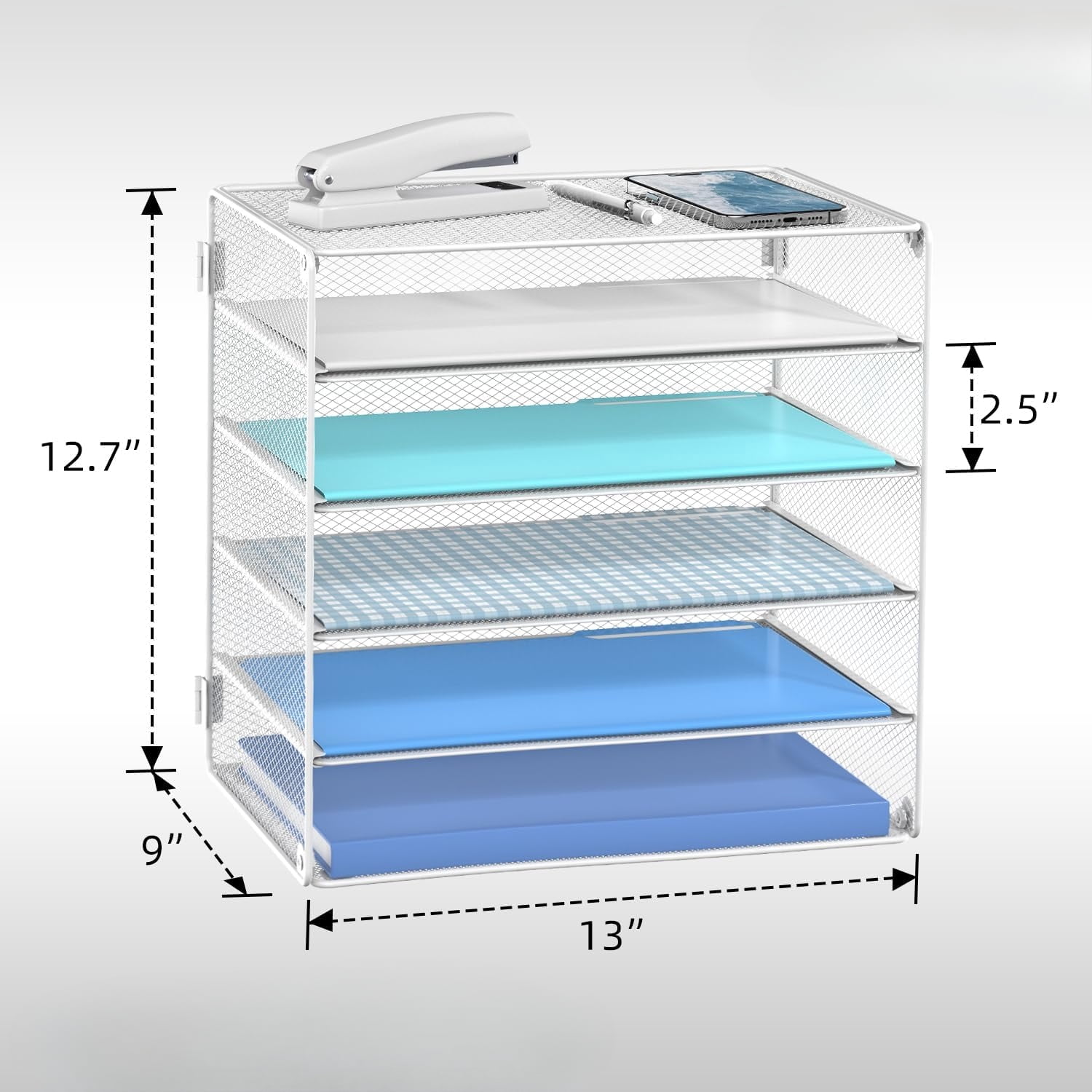 INTIGE 5 Tier Desktop Organizer Tray, Desk Paper Organizer, Storage Solutions for Home Office