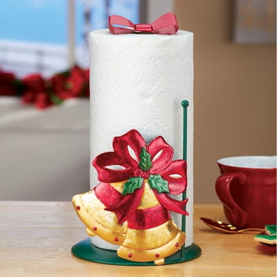 Christmas Bells Metal Paper Towel Holder - Free Standing
