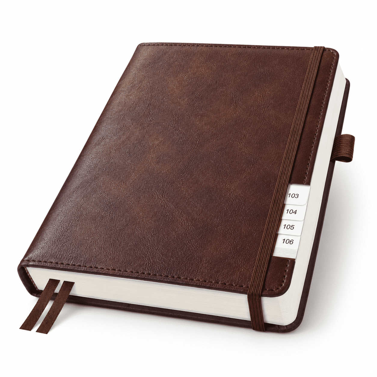 Brown B5 Lined Hardcover Leather Journal Notebook with 256 Numbered Pages