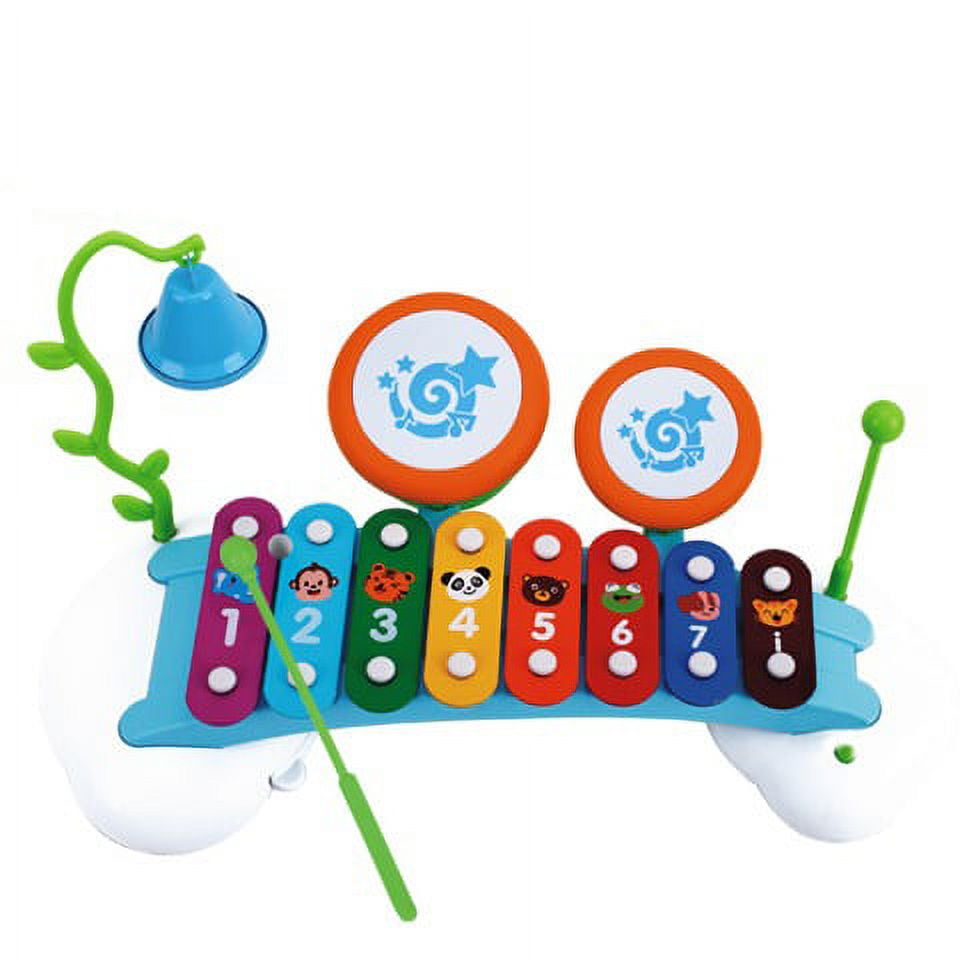 Bisontec 15" Rainbow Xylophone Piano Bridge For Kids With Ringing Bell And Drums
