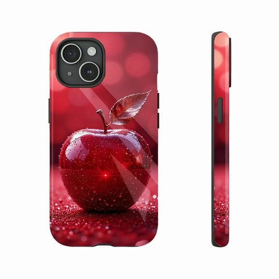 Luxury Red Apple Design Phone Case for Women Men Valentine's Day Gift HD Clear Durable Shockproof Case Compatible with iPhone 11/12/13/14/15/16 (Pro Max/Plus)