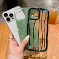 thumbnail image 2 of Compatible with iPhone 13 Pro Max Case-6.7 Inch, Luxury 3D Design Electroplated Water Ripple Bling Case, Curly Glitter Wave Frame Case for Women Girls-Green, 2 of 11