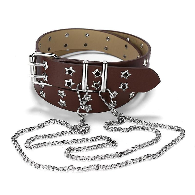 Double Grommet Waist Belt With Chain Pvc Iridescent Punk Belt & Clear Punk  Belt Two Row Grommets Belt Studded Eyelet