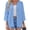 Light Blue, variant on Qiopertar Women's V-Neck Button-Up Blouse 3/4 Sleeve Casual Cardigan Top Solid Color Loose Fit Comfy Shirt for Summer, Red M
