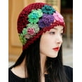 thumbnail image 4 of YooGuoGuo Crochet Beanie Hat for Women Men Y2k Floral Boho Knitted Beanie Cotton Flower Patterned Slouchy Skull Cap Lace Head Wrap, 4 of 7