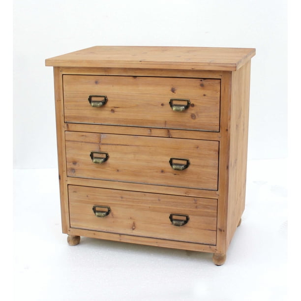 30" X 15" X 30" Natural 3 Drawer Minimalist Loft Wooden Filing