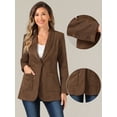 thumbnail image 2 of DARING DIVA Women's Faux Suede Blazer Lapel Collar Suit Jacket XS Brown, 2 of 6