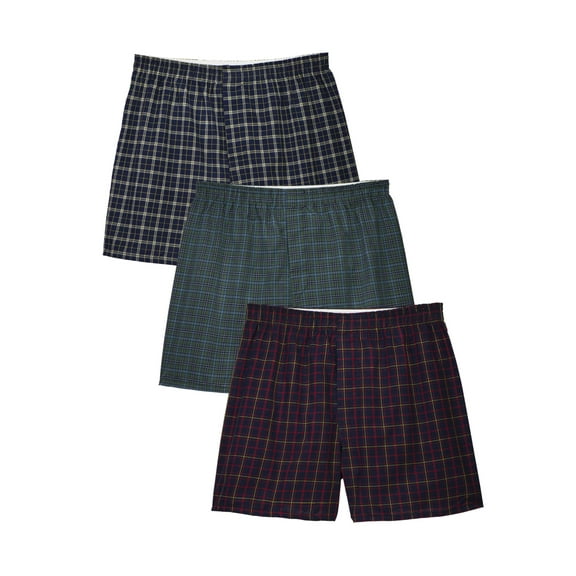 Fruit of the Loom Big Men's Plaid Woven Boxers, 3 Pack