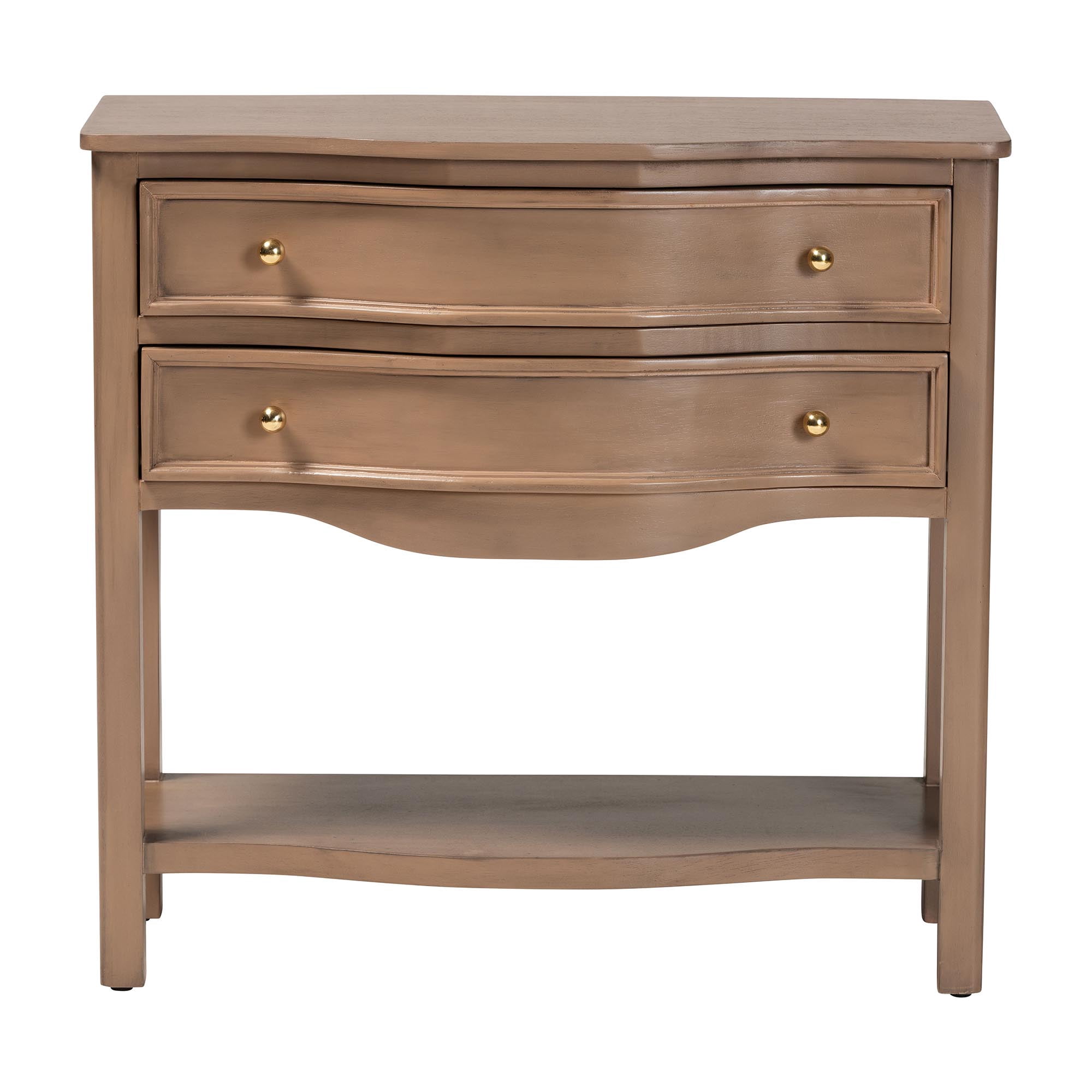 bali & pari Kelila Traditional Console Table, 2-Drawer, Champagne Brown