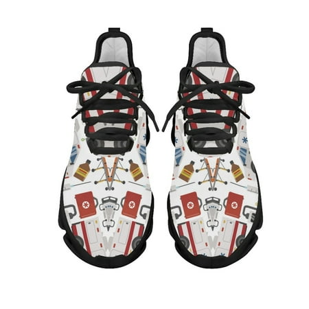 

Kawaii Cartoon Medical Ambulance Icon Women Shoes Round Toe Wear-Resistant Running Sneakers Casual Walking Shoes