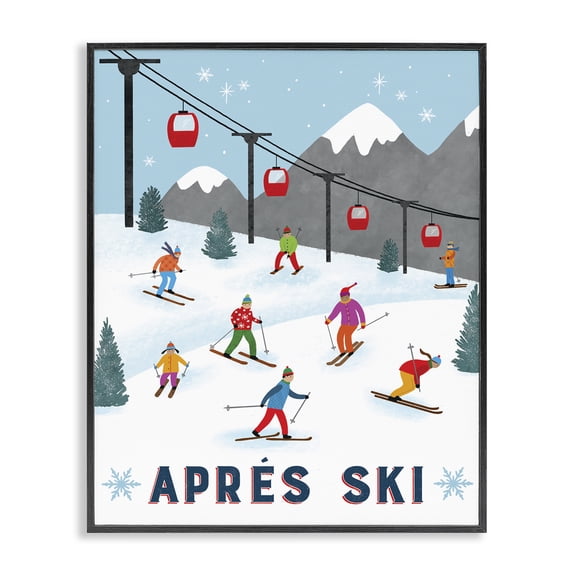 Stupell Industries Apres Ski Winter Slopes Sports & Sports Teams Painting Black Framed Art Print Wall Art, 11 x 14