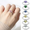 thumbnail image 2 of JANGSLNG Women Ring Shiny Cubic Zirconia Inlaid Temperament Geometric Bright Luster Decoration Emerald Heart-shaped Promise Ring Fashion Jewelry for Girlfriend, 2 of 8