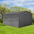 thumbnail image 6 of 10x12 Ft Metal Outdoor Storage Shed with Window, Vents & Padlock, Waterproof Garden Tool Shed with Built-In Hooks for Backyard, Lawn Equipment Organization, Grey, 6 of 6