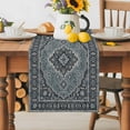thumbnail image 5 of Boho Flower Table Runner, Blue Bohemia Geometric Tribal Ethnic Style Kitchen Table Runners Dress Scarves for Table Decorations Party/Restaurant/Indoor Outdoor Use, 18x72in, 5 of 9