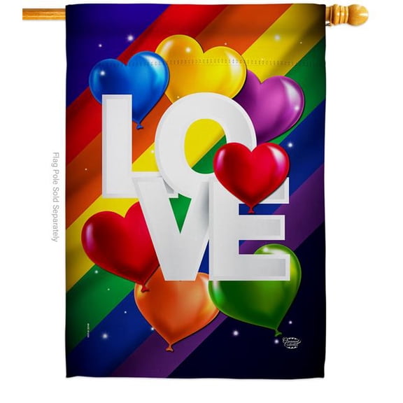 Ornament Collection H192602-BO Love Mean Pride Support 28 x 40 in. Double-Sided Decorative Vertical House Flags for Decoration Banner Garden Yard Gift