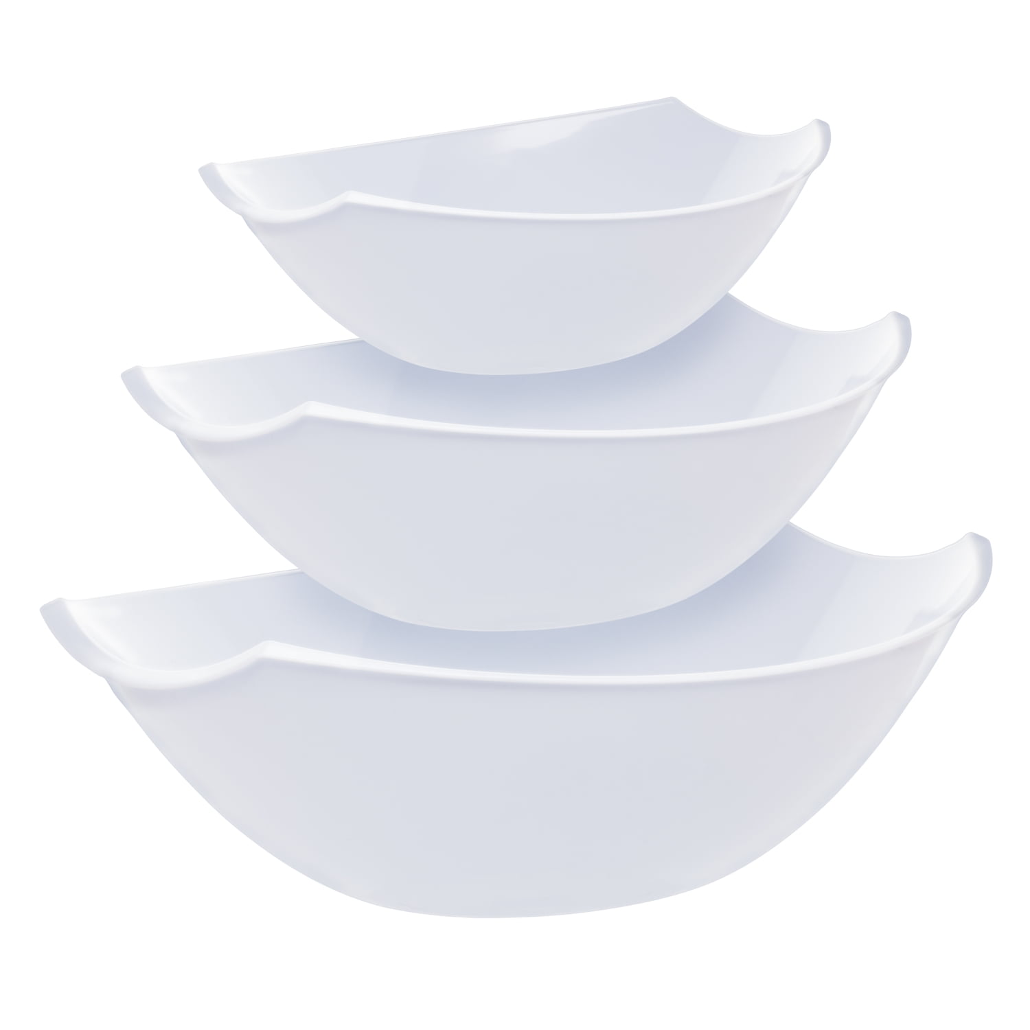 4 Large White Disposable Serving Bowls (112oz) With 4 Clear