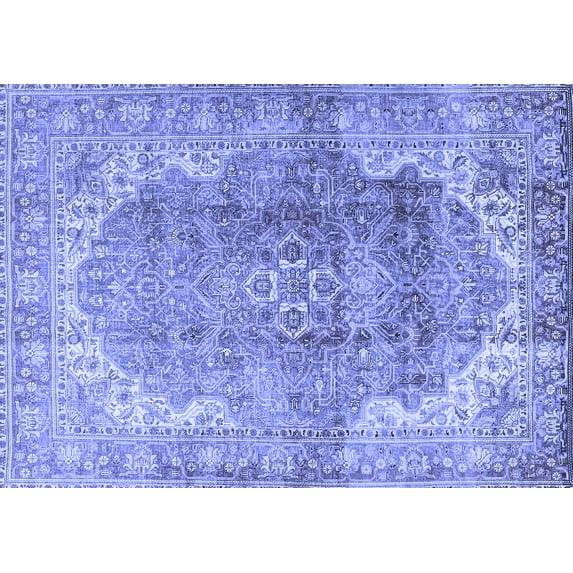 Ahgly Company Indoor Rectangle Medallion Blue Traditional Area Rugs, 2' x 5'