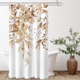 thumbnail image 2 of Tan Eucalyptus Shower Curtain Sets, Watercolor Light Brown Leaves on The Top Plant with Floral Bathroom Decoration 36x72 Inch with Hooks, 2 of 6