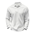 thumbnail image 3 of CCRFTGI Men' s Long Sleeve Polo Shirts Classic Soft Casual Collared Golf Shirt White 2XL, 3 of 6