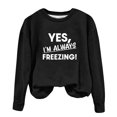 thumbnail image 2 of Xdegoge Long Sleeve Sweatshirts for Women Loose Fit Oversized Sweatshirt Casual Crewneck Long Sleeve Long Sleeve Shirts Crewneck Loose Fit Curve Hem Pullover Tops Ropa De Dama Black XXL, 2 of 3