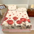 thumbnail image 2 of ZIATUBLES 3-Piece Full Sheet Set, Rose Love Heart Print Cooling Sheets, Soft Cozy 9.8" Standard Pocket Full Sheets with Pillowcases, Easy-Care Bedding for Valentine's Day, Ideal for Comfy Sleep, 2 of 5