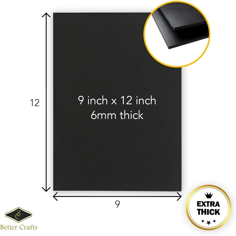 Eva Foam Sheets in Black, 9x12 Inches, 6mm- Extra Thick! Great Craft Foam  Paper (5)