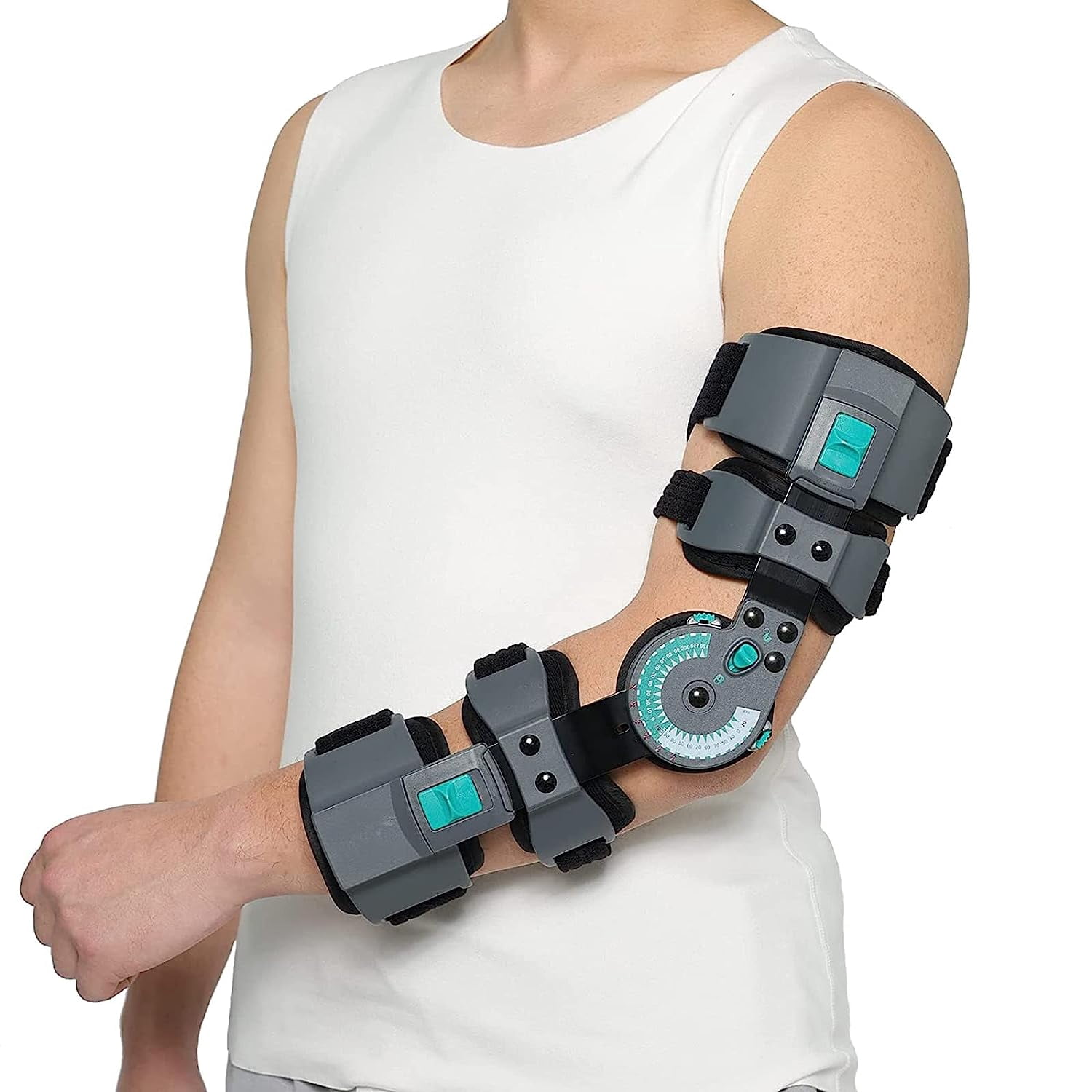 Orthomen Hinged ROM Post Op Elbow Brace Adjustable Telescoping Injury Recovery Pain Relief （Right）