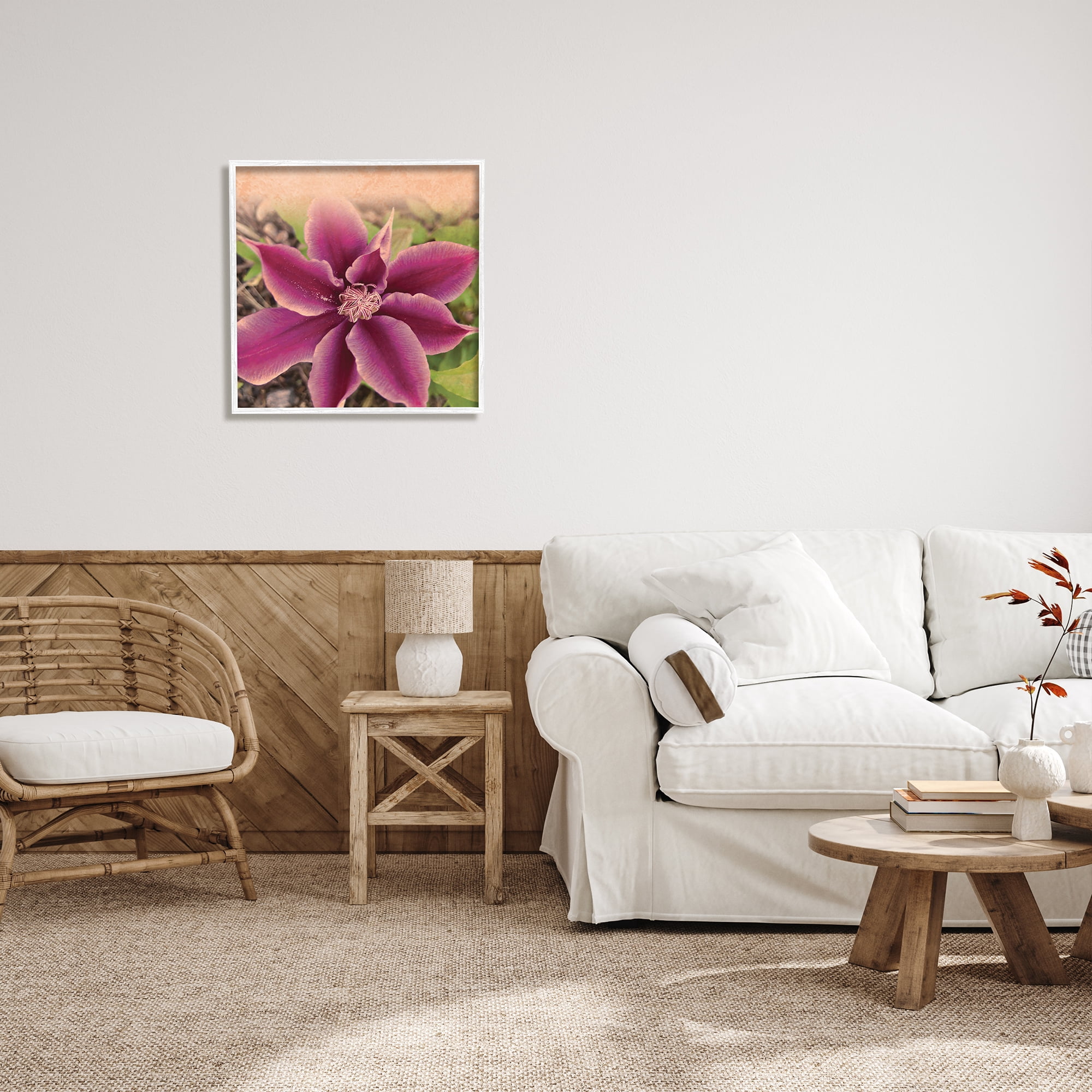 Stupell Indtries Pink Clematis Flower Petals Blooming Sun Bleached Tones,24 x 24,Design by Tammy Apple