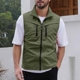 thumbnail image 2 of YUGYXL Travel Vest for Men with Zipper Pockets Mens Fishing Vests Loose Casual Full Zip Up Sleeveless Jacket Outdoor Workwear Army Green L, 2 of 9