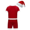 thumbnail image 2 of TiaoBug Men Christmas Santa Claus Cosplay Costume Boxers Leotard Bodysuit with Hat Xmas Party Outfits B Red L, 2 of 7