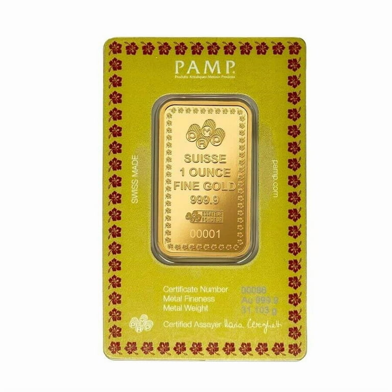 1 oz PAMP Suisse Diwali Lakshmi Gold Bar .9999 Fine (in Assay