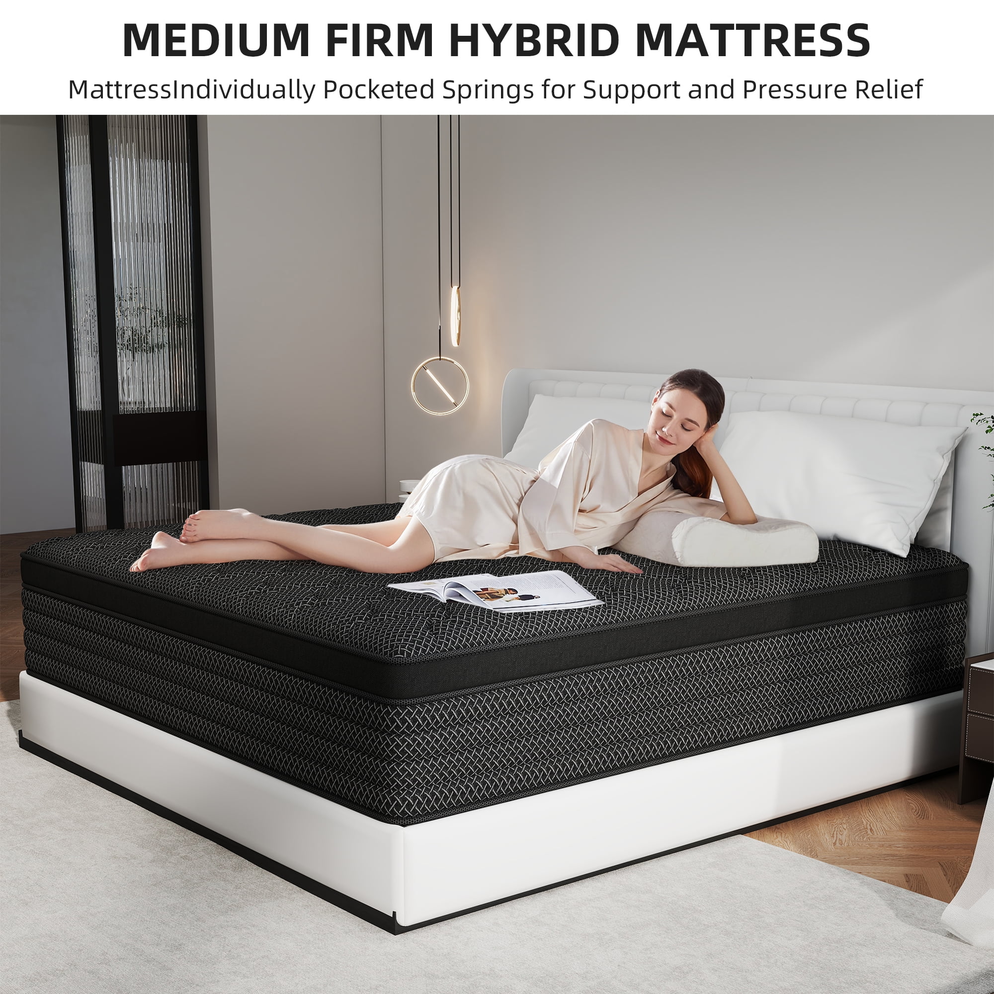 Full Mattress,Yilicy 14 inch Hybrid Mattress in a Box with Memory Foam and Pocket Spring, Breathable Construction, Medium