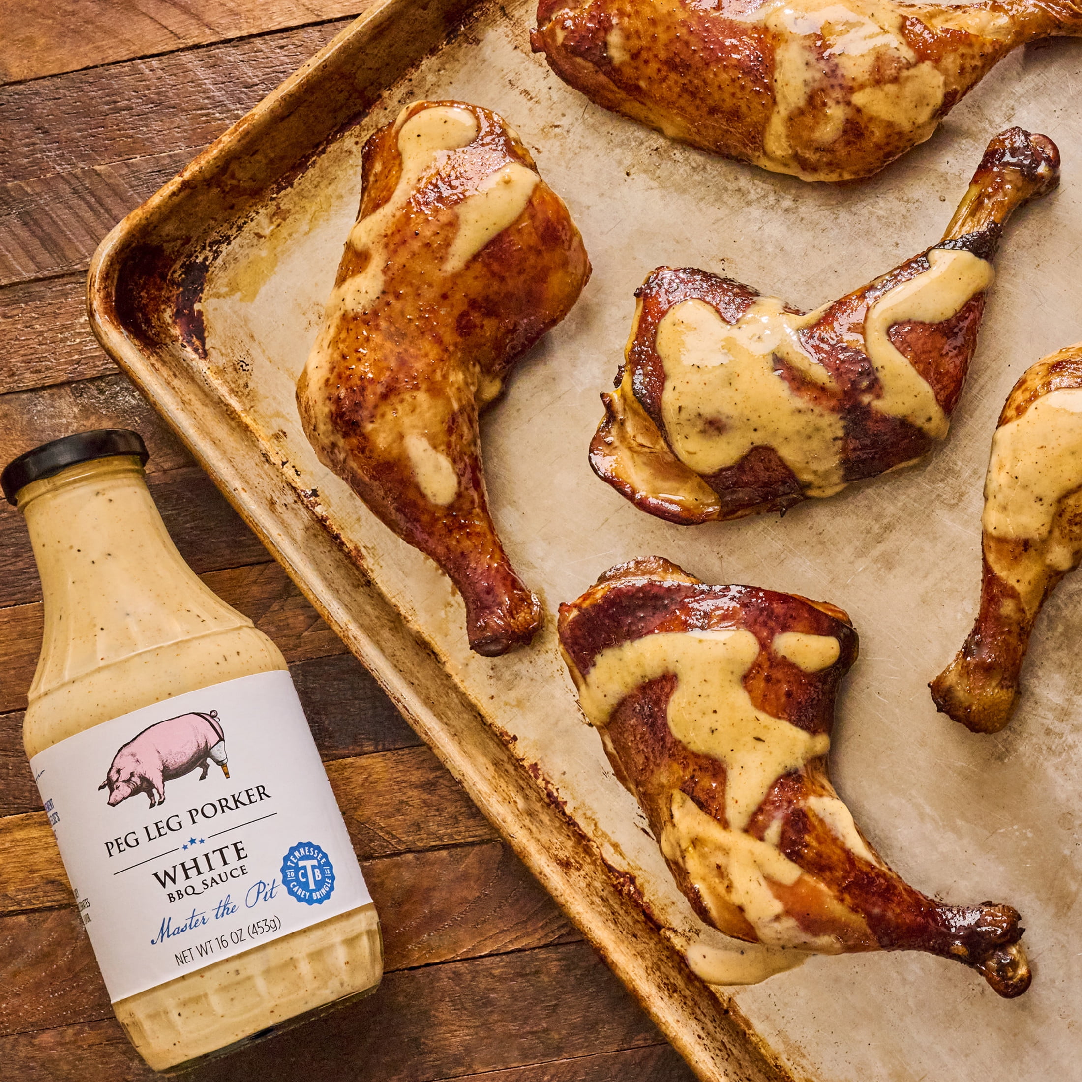 (6 pack) Peg Leg Porker White BBQ Sauce, 16.0 oz Bottle