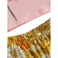 thumbnail image 4 of Honganda Ensemble Deux Pièces pour Fille, Haut à Manches Courtes Imprimé Fleuri et Pantalon Évasé, 4 of 7