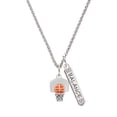 thumbnail image 1 of Delight Jewelry Silvertone 3-D Enamel Basketball in Hoop Silvertone Balance Bar Charm Necklace, 23", 1 of 4