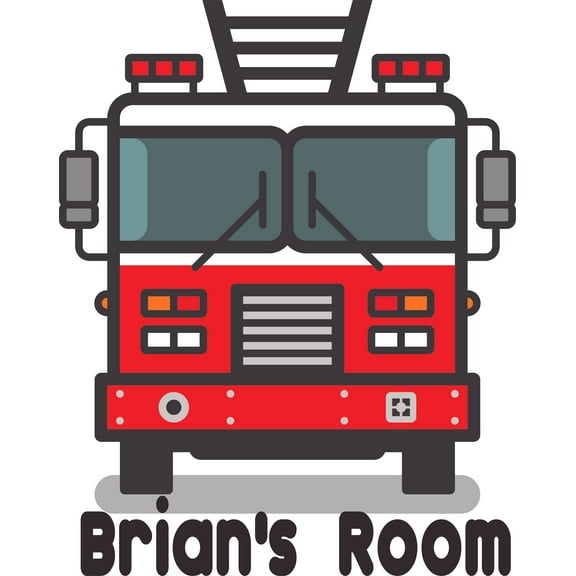 Fire Truck Fireman Customized Wall Decal - Custom Vinyl Wall Art - Personalized Name - Baby Girls Boys Kids Nursery Daycare Bedroom Wall Decal Room Decor Wall Stickers Decoration Size (20x20 inch)