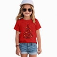 thumbnail image 2 of sdbrld Girls Christmas Shirt for Kids Crew Neck Short Sleeve Christmas‑themed Casual Holiday Tee Tops Red Sizes 3-4 Years, 2 of 6